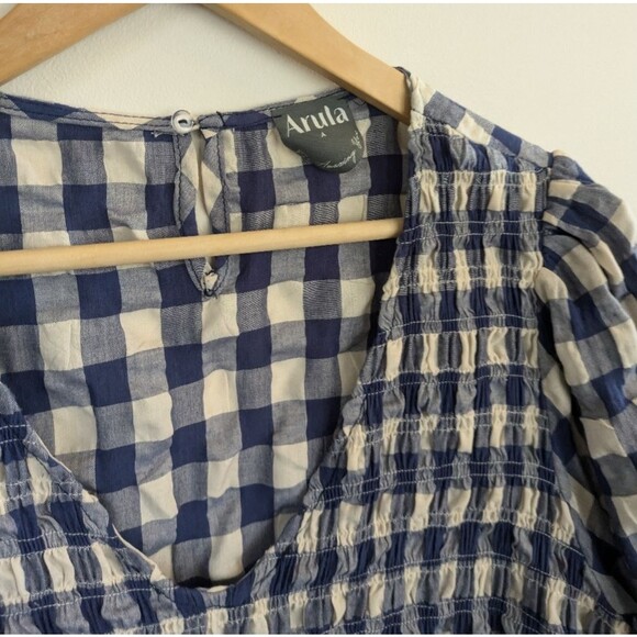 ARULA Blue and White Checkered Blouse - Picture 2 of 7